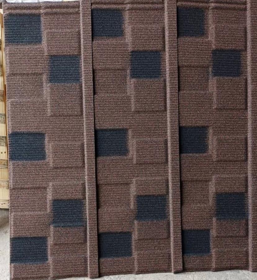 Shingles brown and black patched stone coated tile