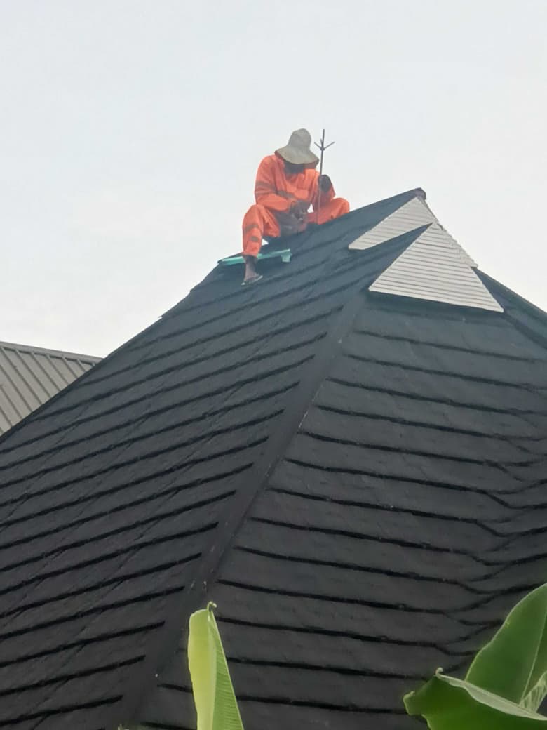 Stone coated roof installation in progress