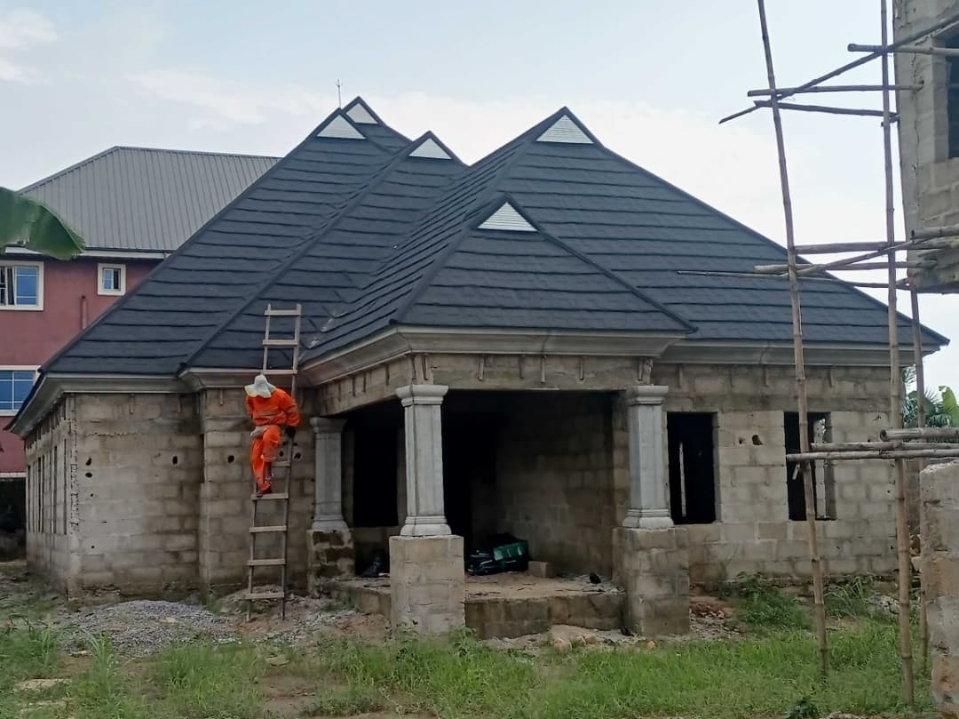 Completed stone coated roof installation