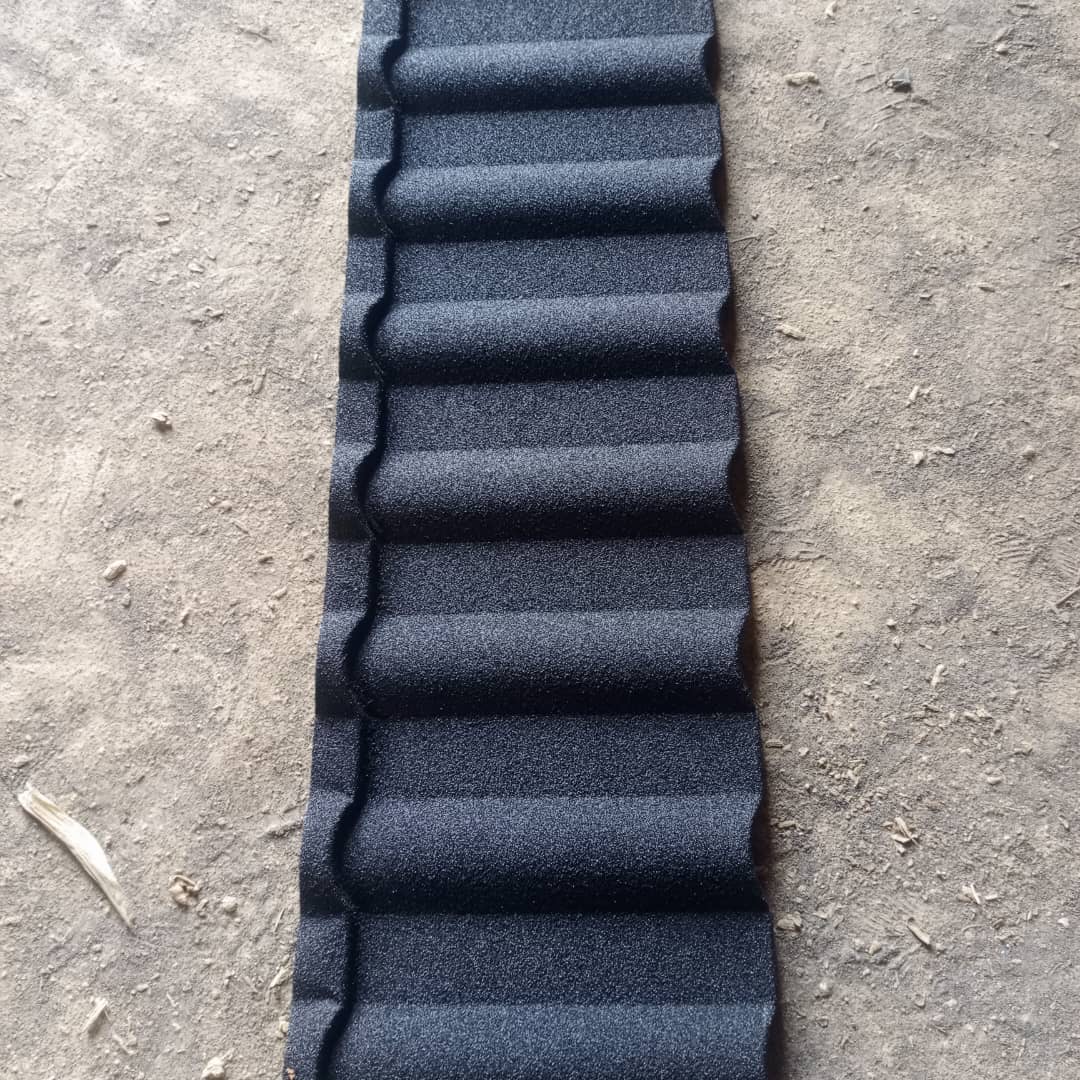 Stone coated tile black roman profile